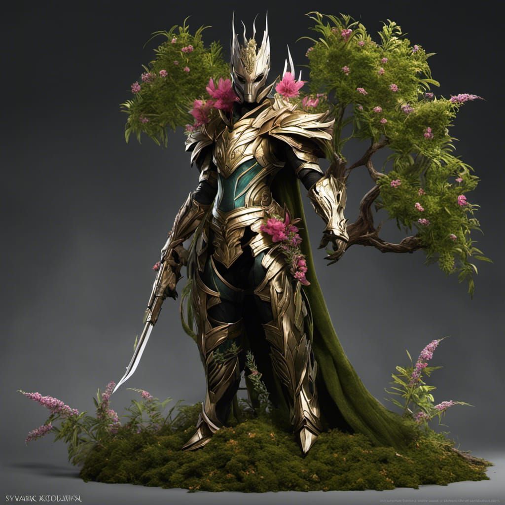 Humanoid Tree King in Wildflower Armor