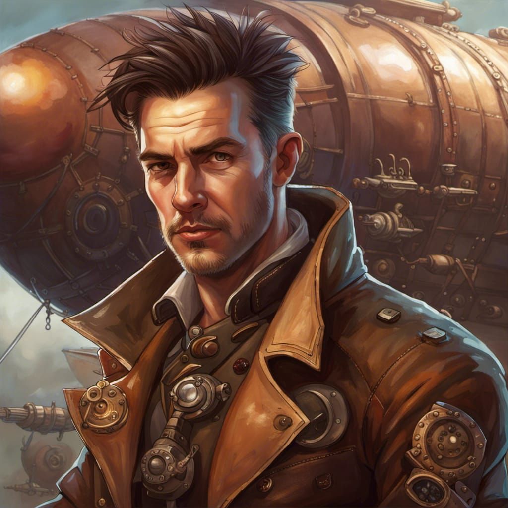 Steampunk Airship Captain in Dungeons and Dragons Style