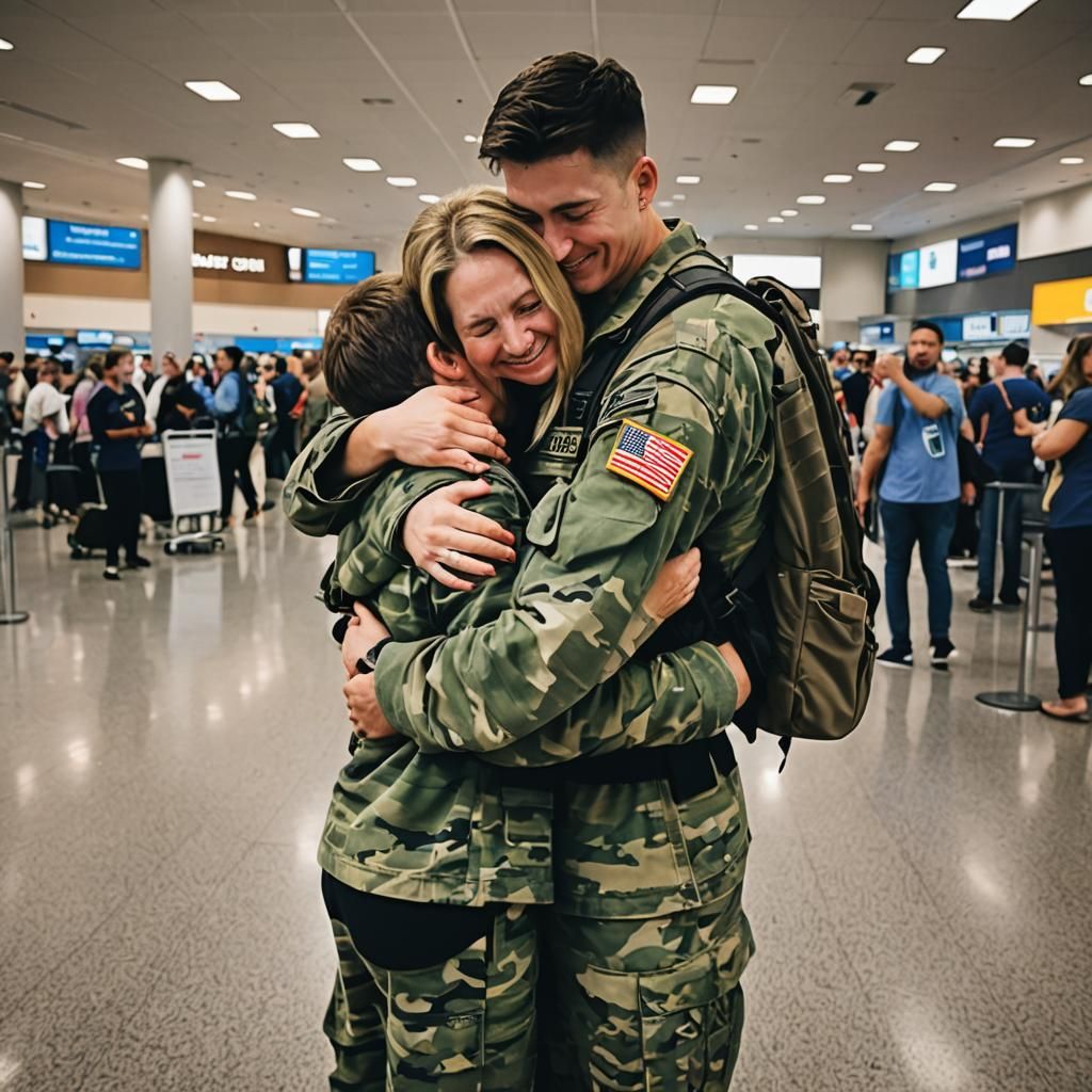 Touching Airport Reunion Between Mother and Soldier Son