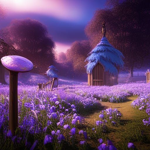 Homemade Vanilla Bluebell Ice Cream: Detailed Digital Painti...