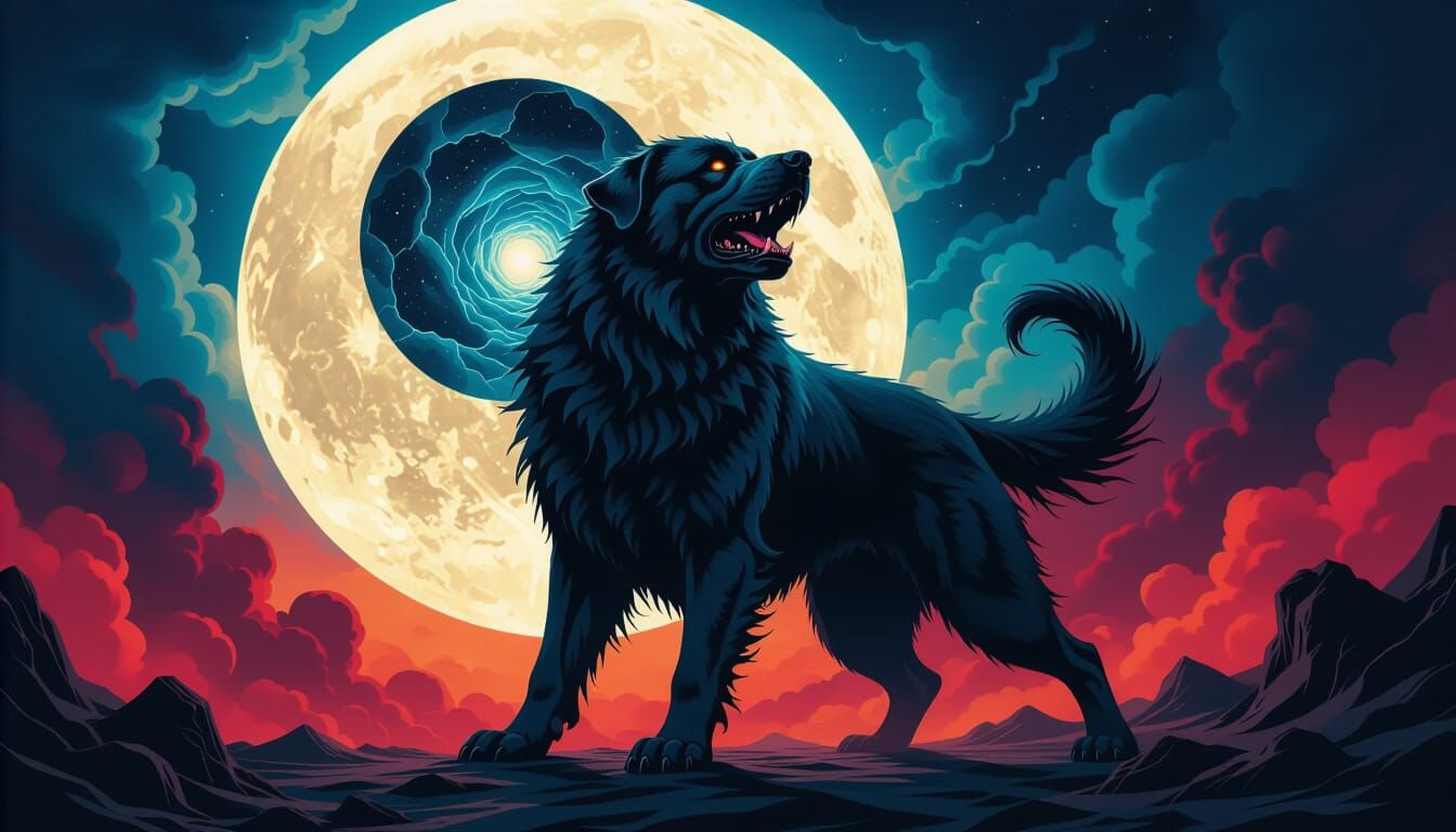 Cosmic Mastiff Howling at Fractured Moon