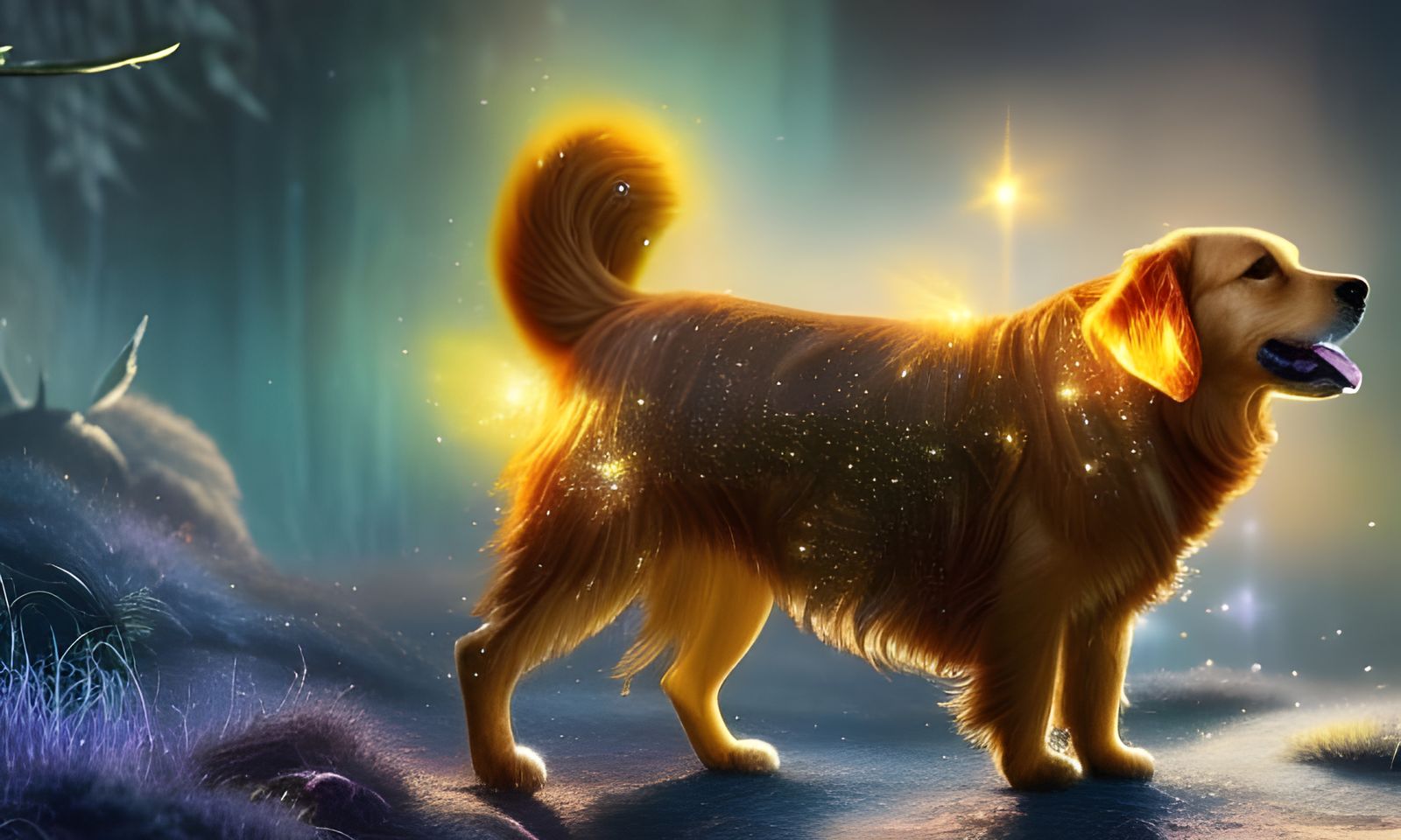 Sparkling Golden Retriever Tail with Golden Sparkles