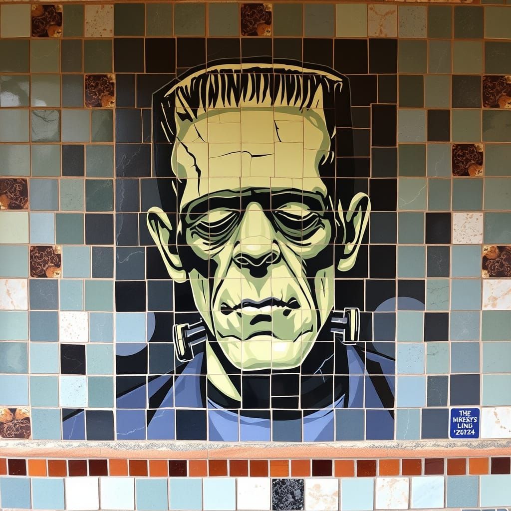 Monstrous Mosaic in Ceramic Tiles