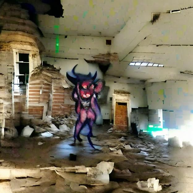 Demonic Figure Haunts Abandoned Building