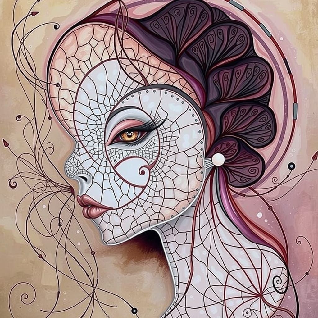 Surreal Nymph in Abstract Postmodern Sculpture