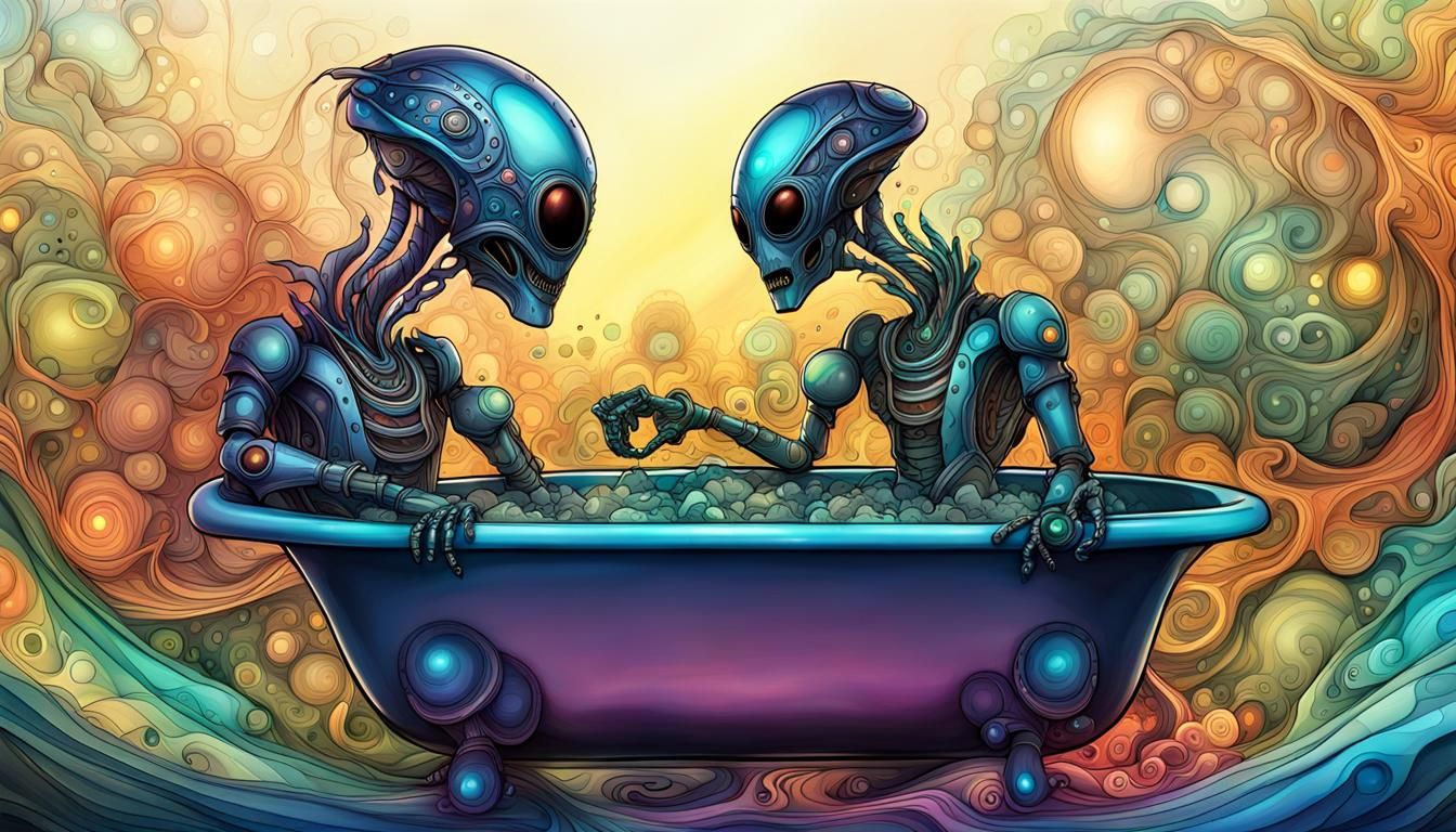 Alien Robot Monsters' Bubble Bath in 3D