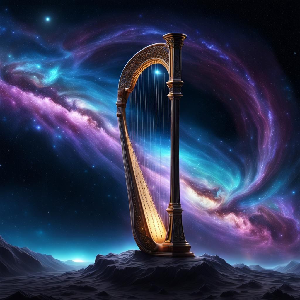 Galactic Harp in Center of Galaxy: Digital Art