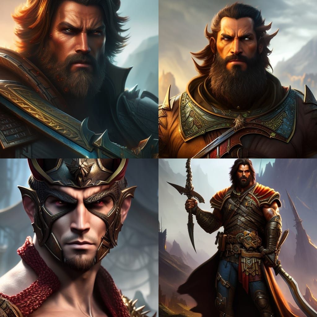 Fearsome Orc Barbarian Portrait in Colorful Splash Art Style