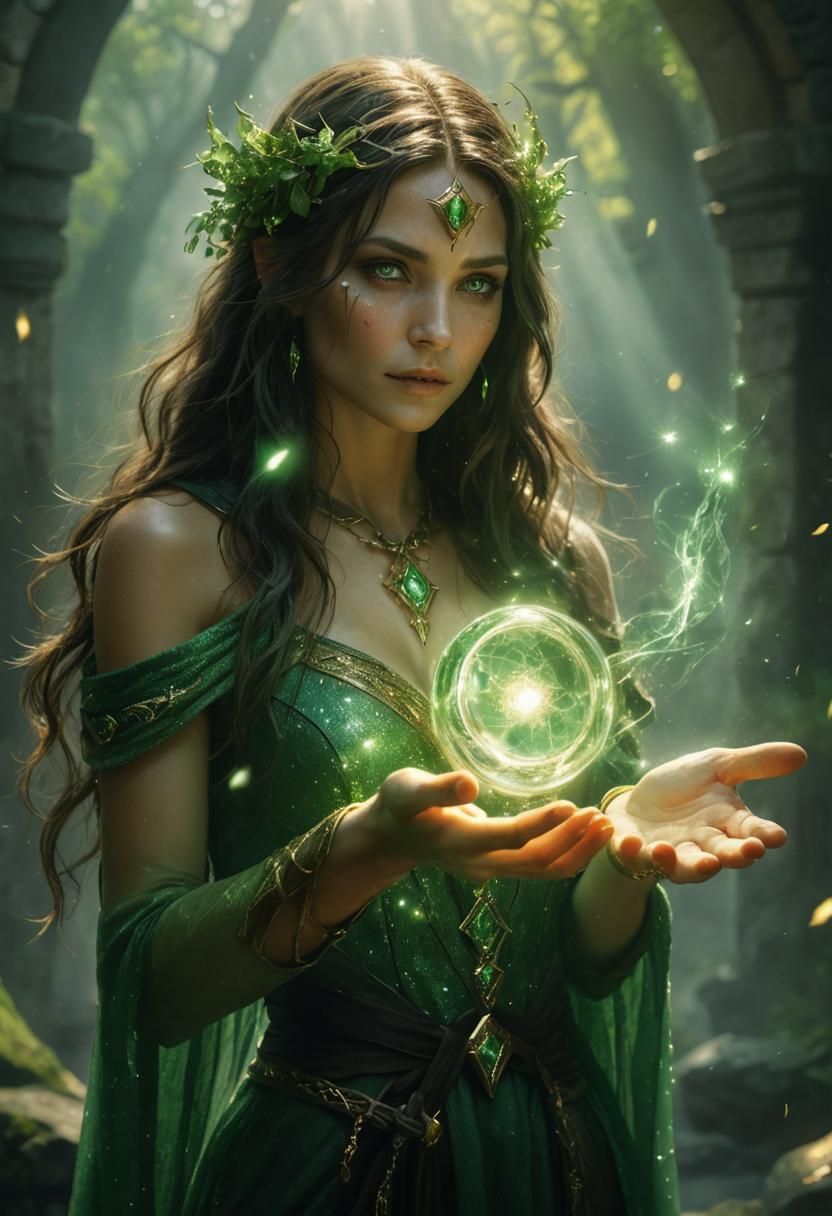Beautiful Sorceress Portrait in Lord of the Rings Style