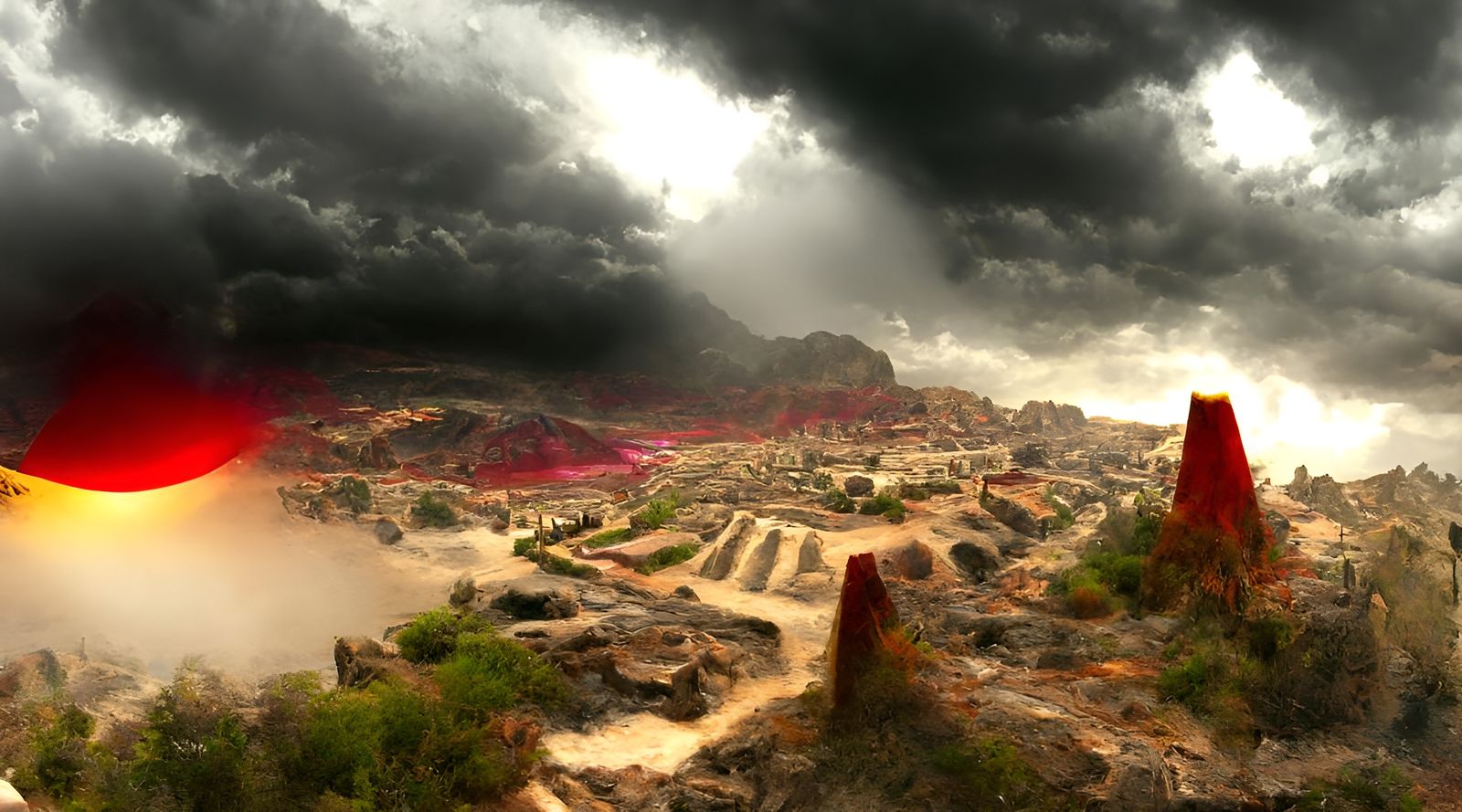 Ancient Lost City Valley Landscape in Photorealistic Style