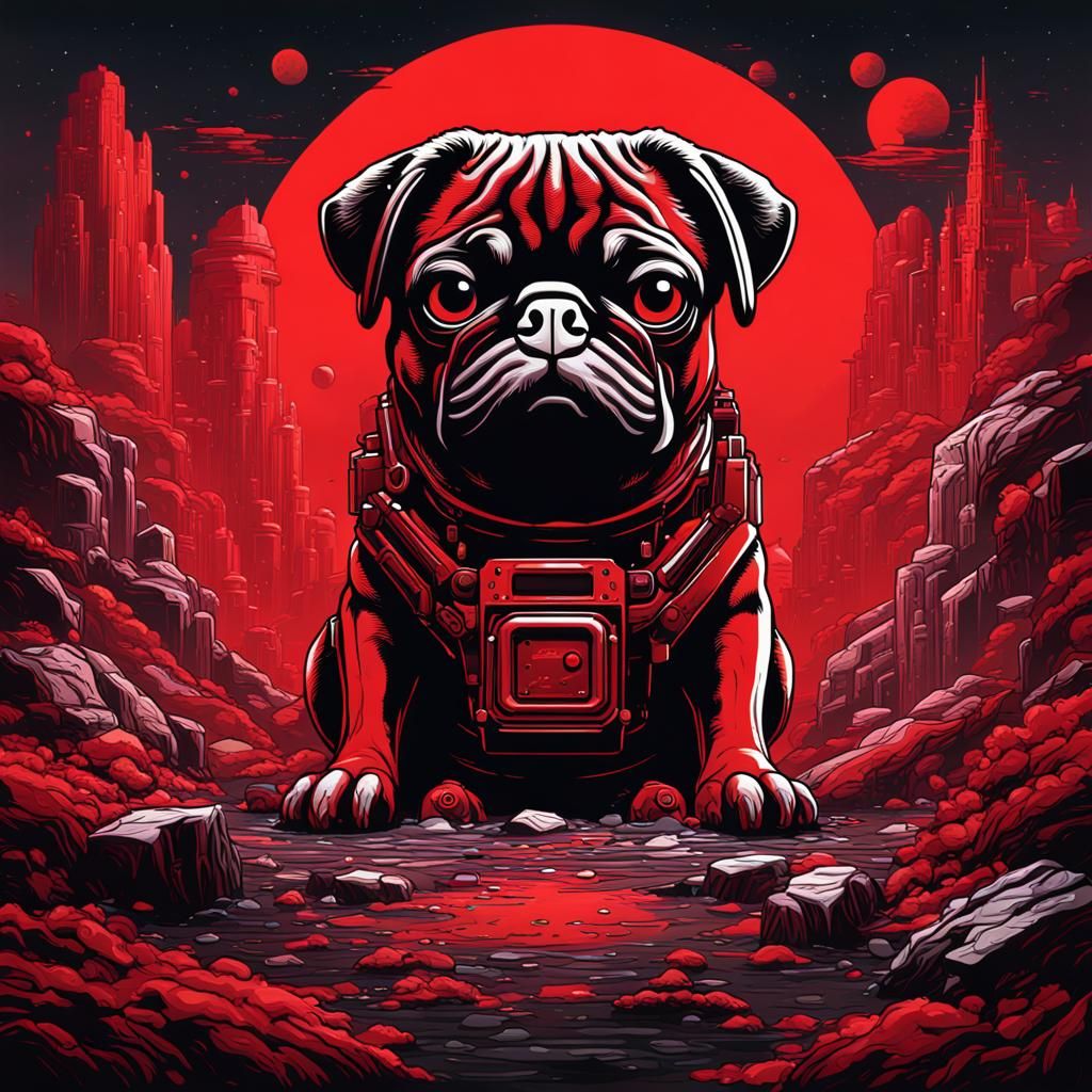 Virtual Boy Pug Vector Graphic in Matte Style