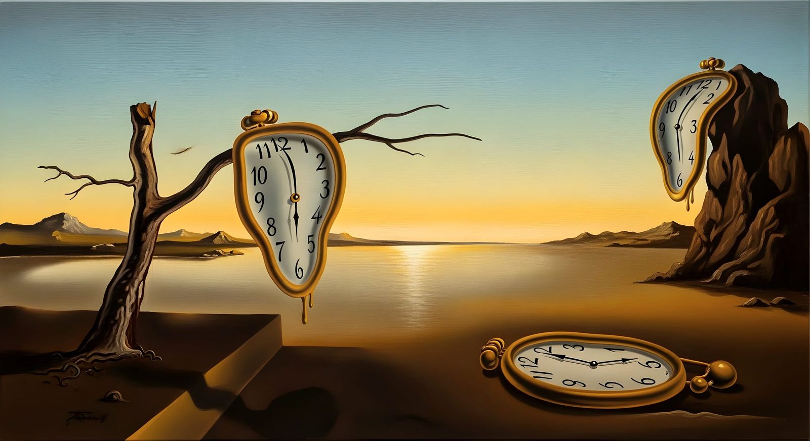 Surreal Melting Clock in Dali Style