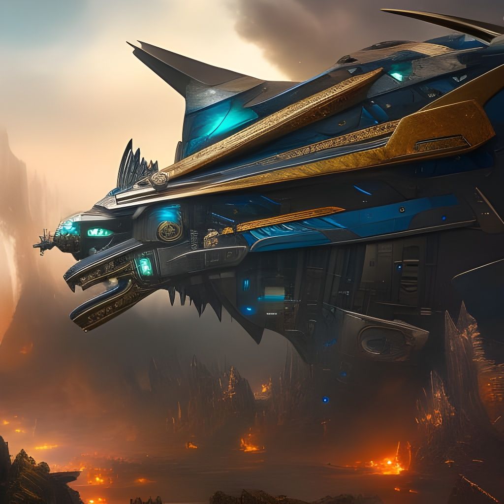 Hyperdetailed Spaceship Cockpit Interior in Fantasy Art Styl...