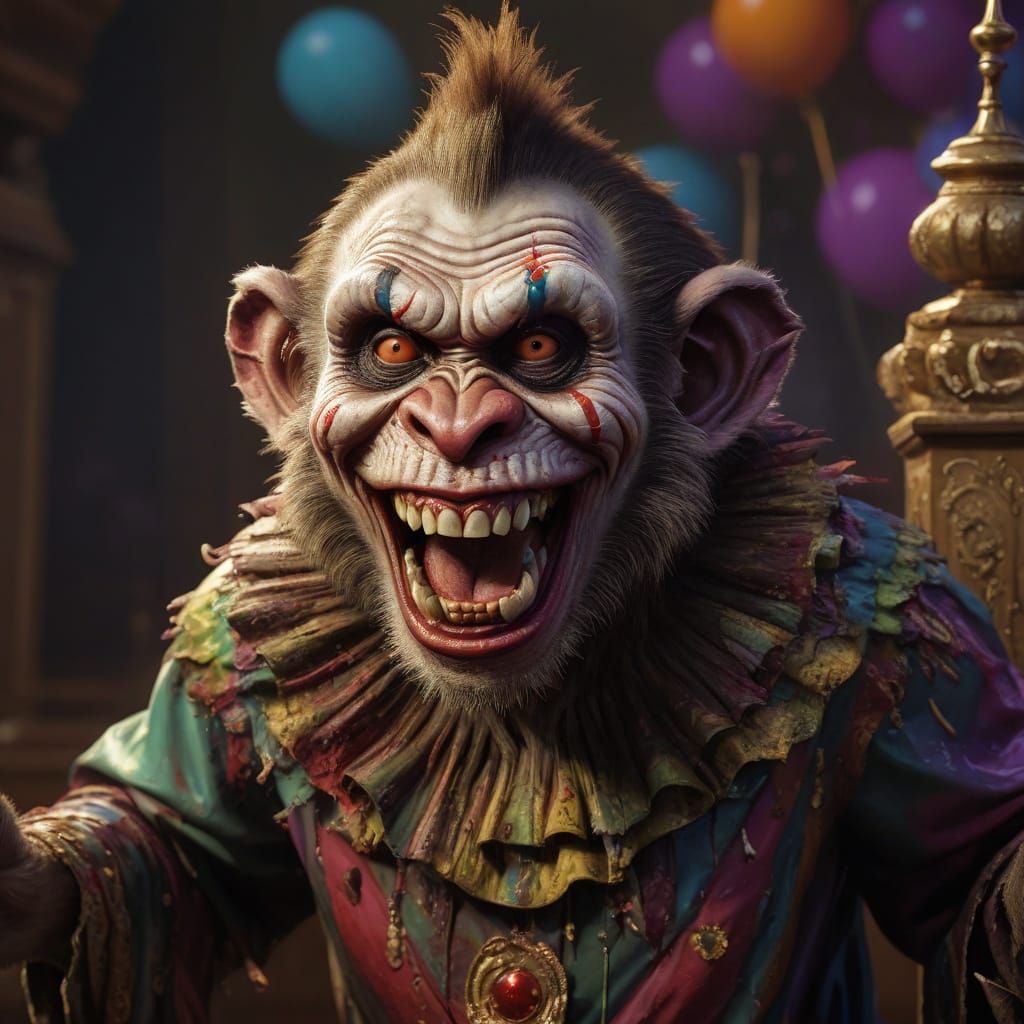 Hyperrealistic Zombie Clown Minister in Pulpit