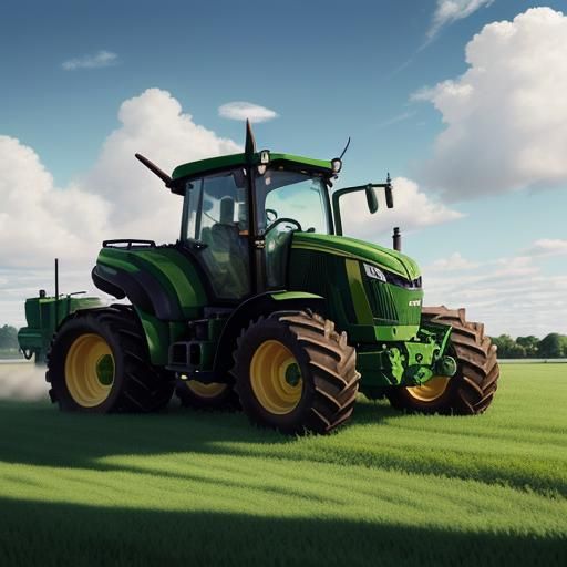 John Deere Tractor Mowing Clouds