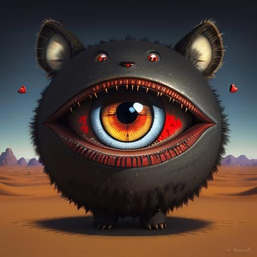 Surreal Teeth in Namibian Desert, Whimsical 3D Art