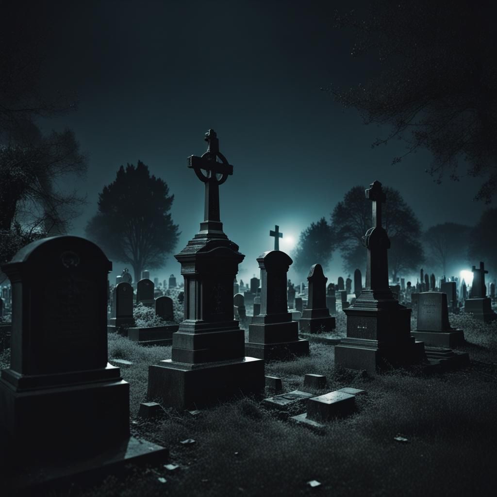 Midnight Cemetery in Deadpunk Style