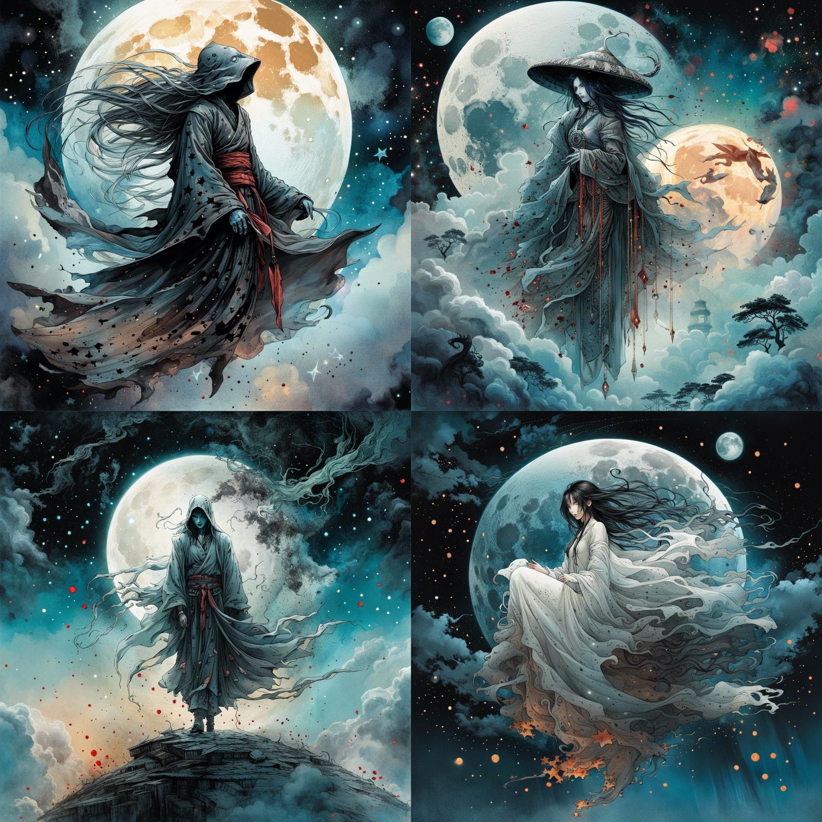 Onryo Ghost Suspended From Moon in Splash Art