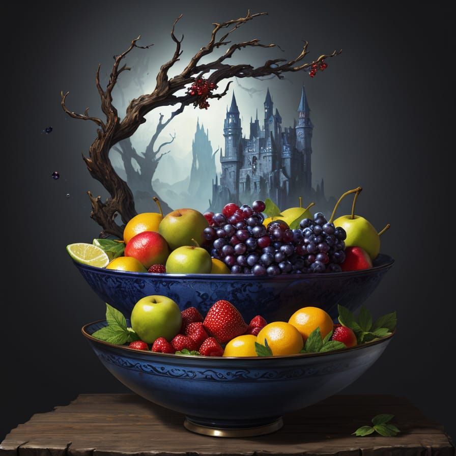 Vibrant Fantasy Still Life in Intricate Detail