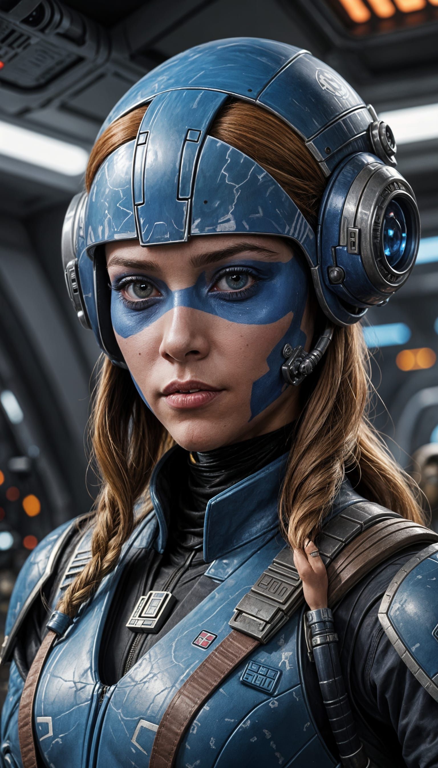 Cyberpunk Star Wars Pilot in a Galactic Landscape