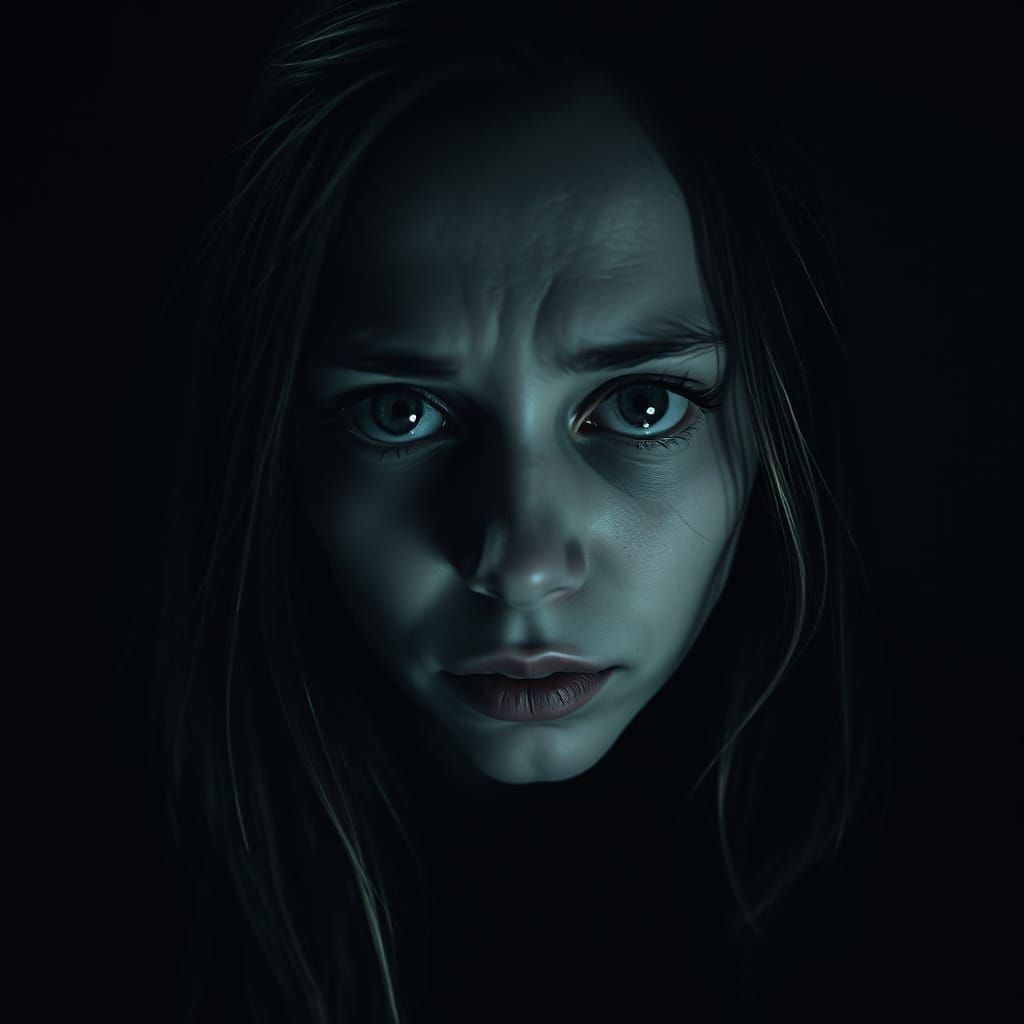 Distressed Figure in Moody Atmospheric Photograph