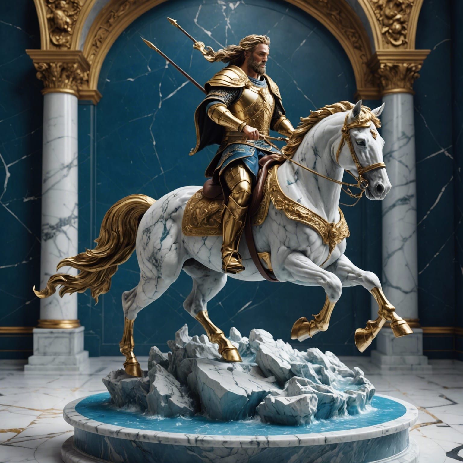 Maximus on Horseback: Epic Marble Sculpture