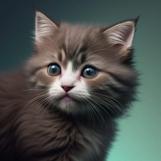 Cute Cyberpunk Kitten with Vivid Colors