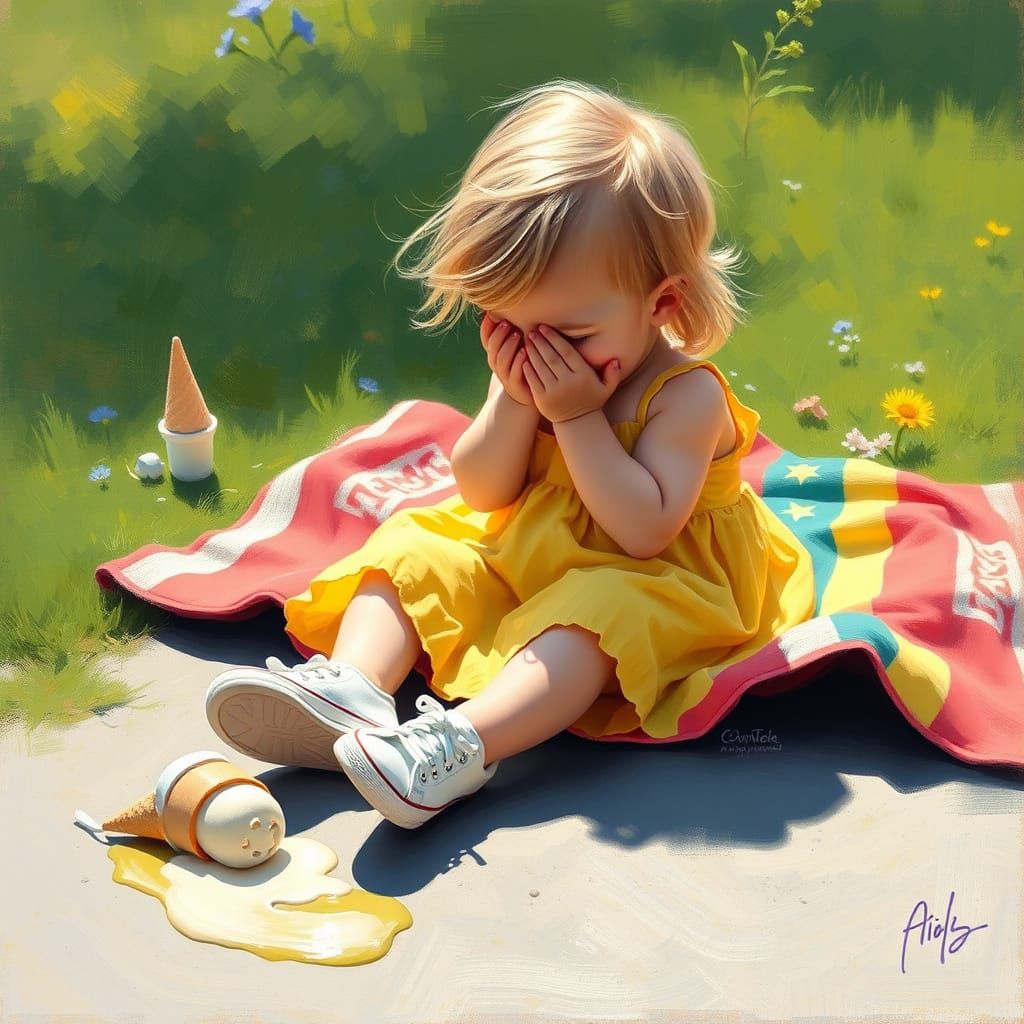 Sorrowful Summer Afternoon in Impressionist Style