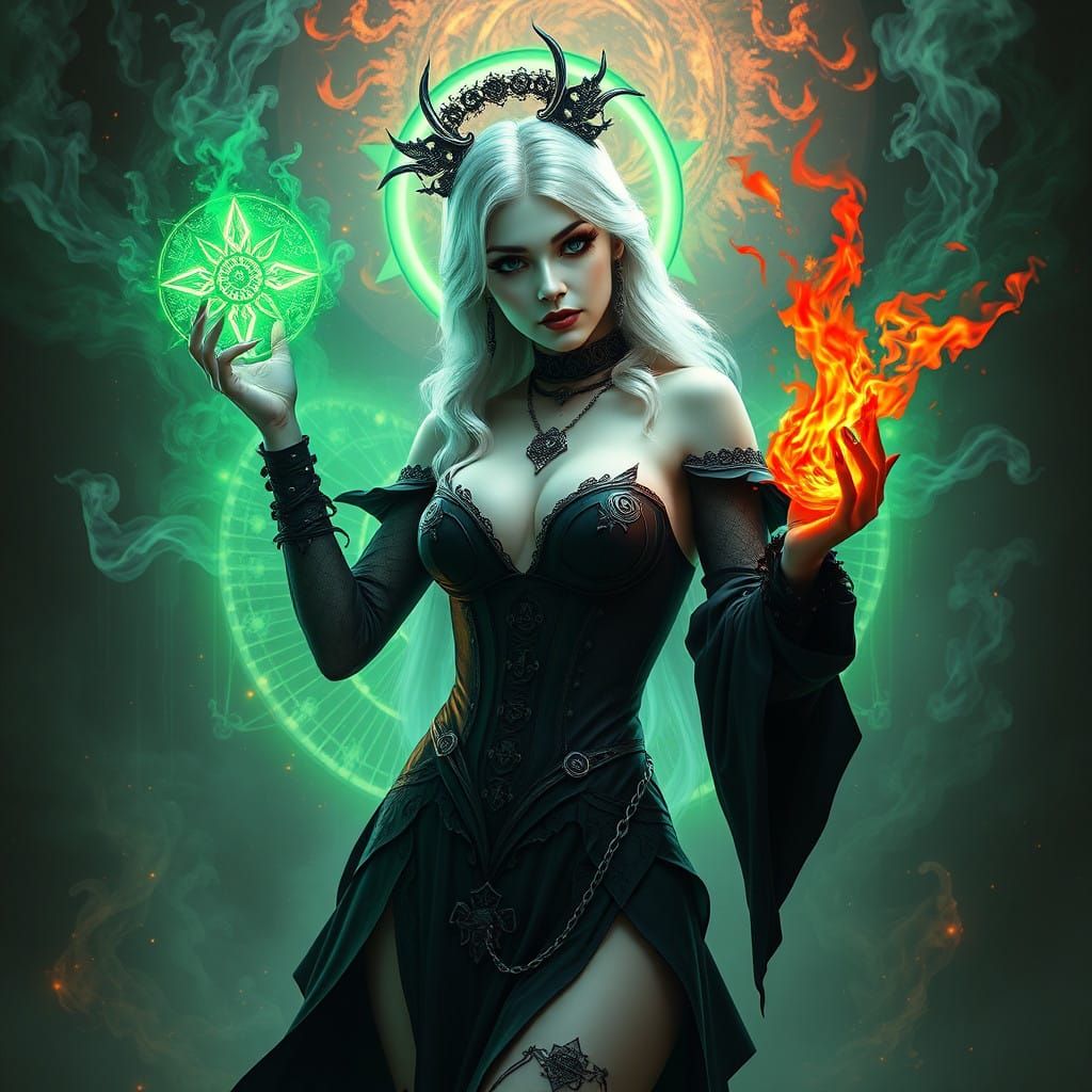 Surreal Gothic Sorceress Radiates Enchanting Magic