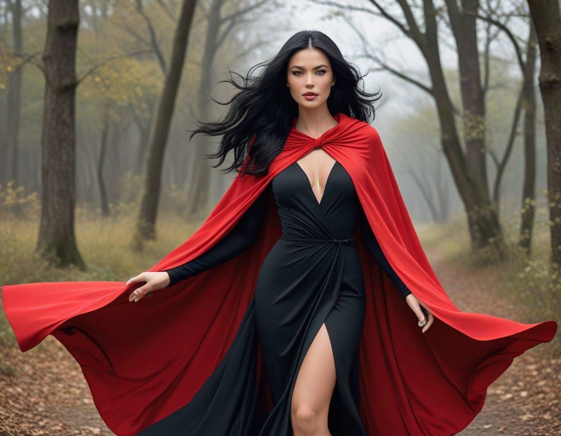 Sensual Red Cape Goddess