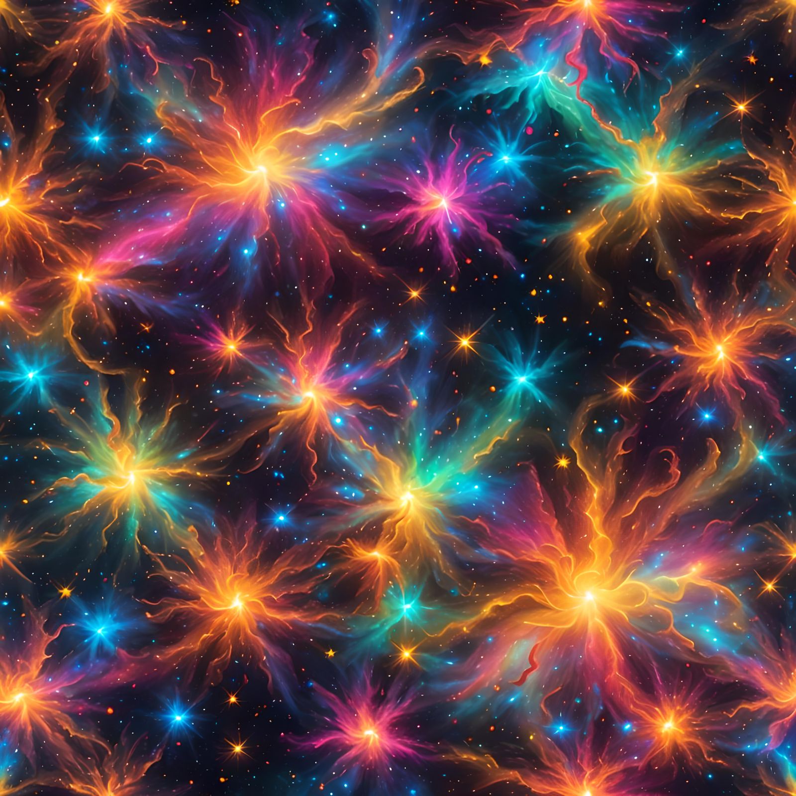 Polychromatic Swirling Nebula with Twinkling Stars