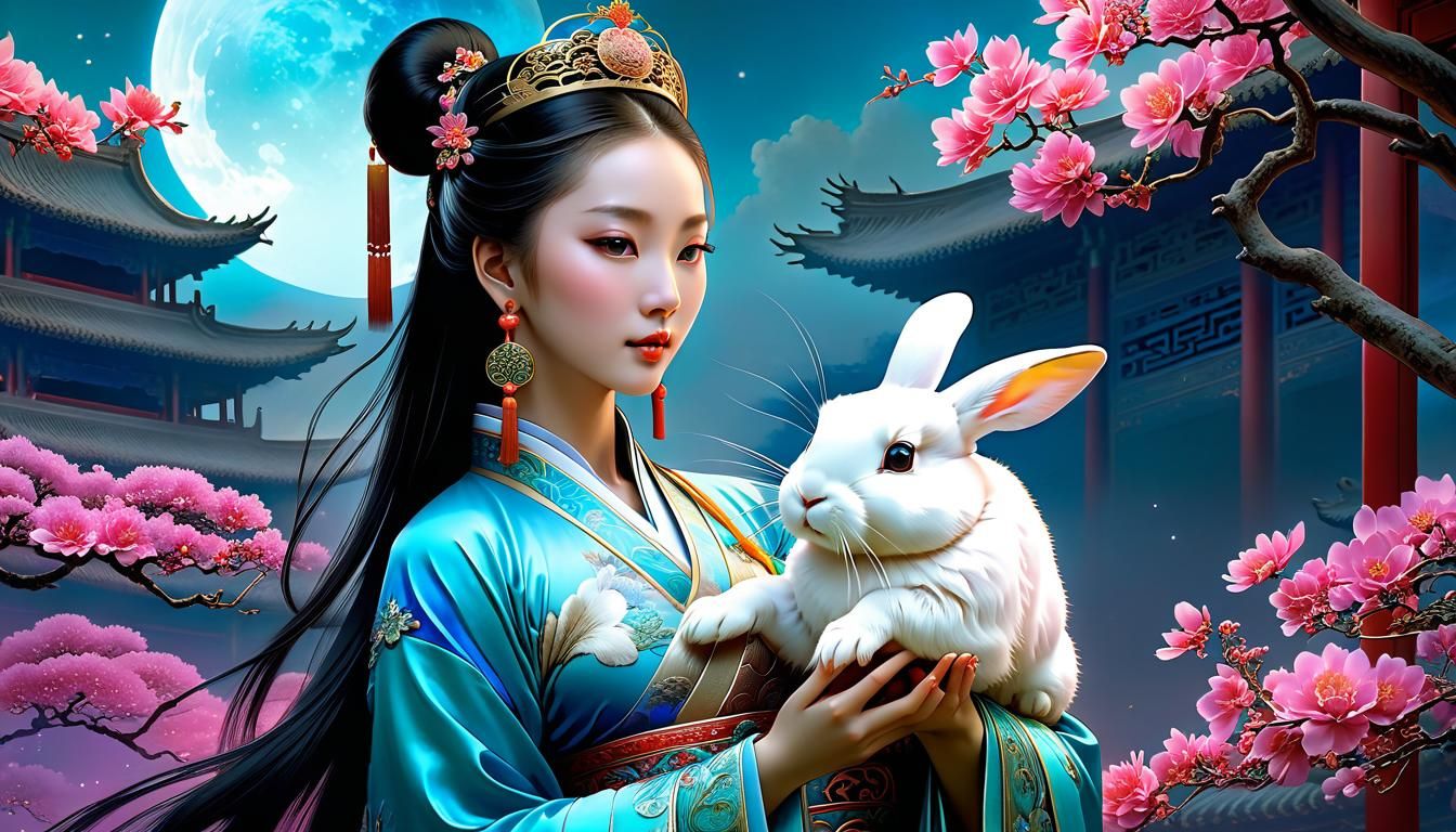 CHANG'E, THE CHINESE MOON GODDESS, AND HER RABBIT, YU TU