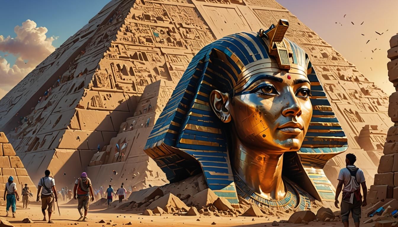 Building Egyptian Pyramids in Hyperrealistic Style