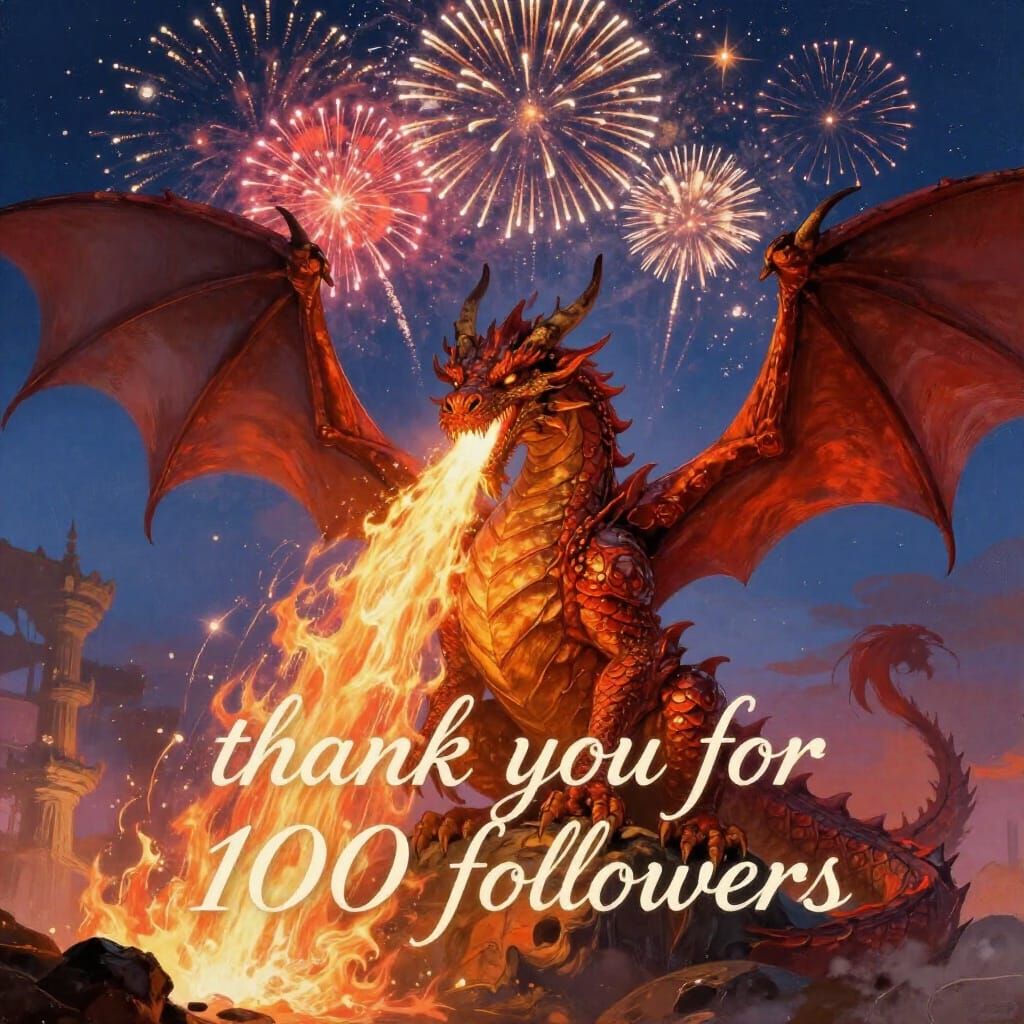 Majestic Dragon Breathes Fire Under Starry Sky