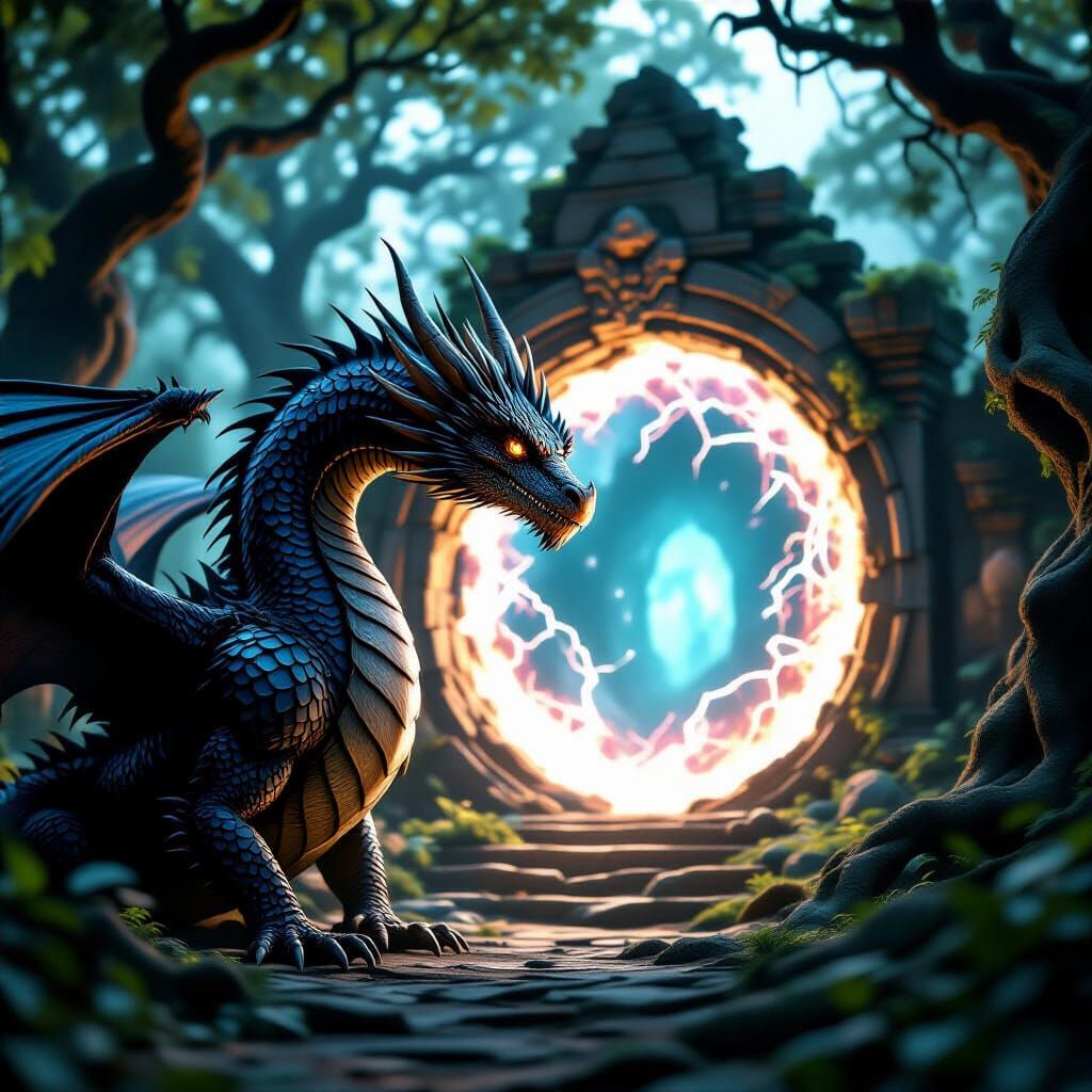 Dragon Guards Unstable Portal in Ruined Temple