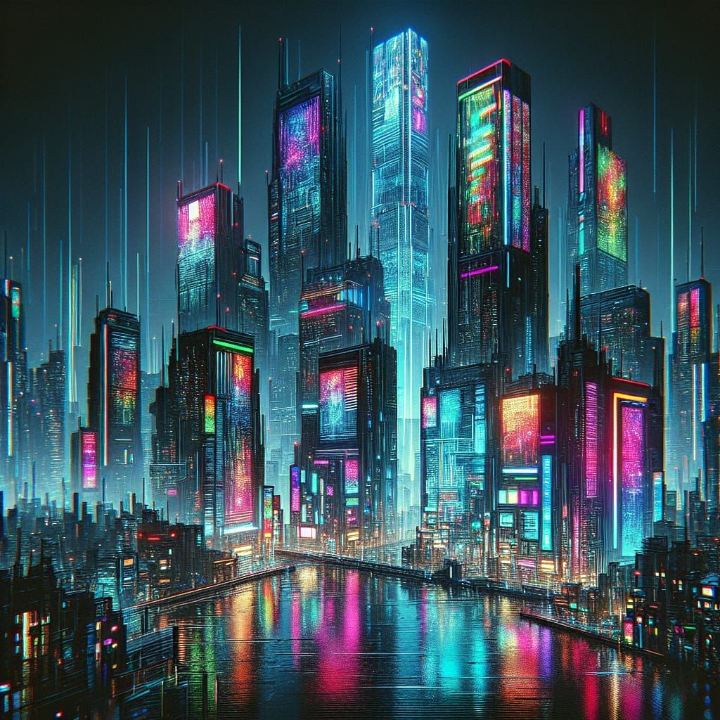 Cyberpunk Cityscape at Night in 8K