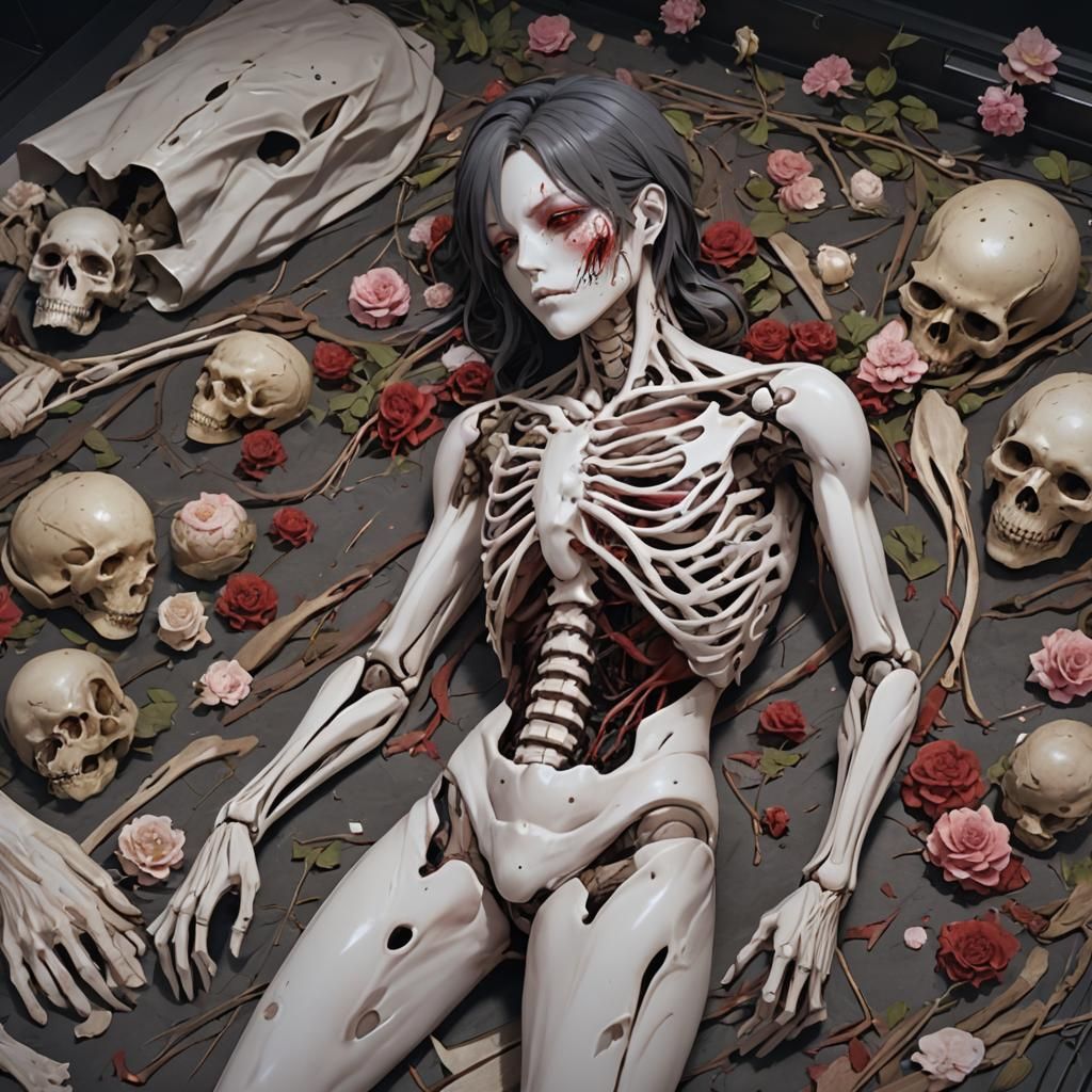 Detailed 3D Anime Art of a Dead Body