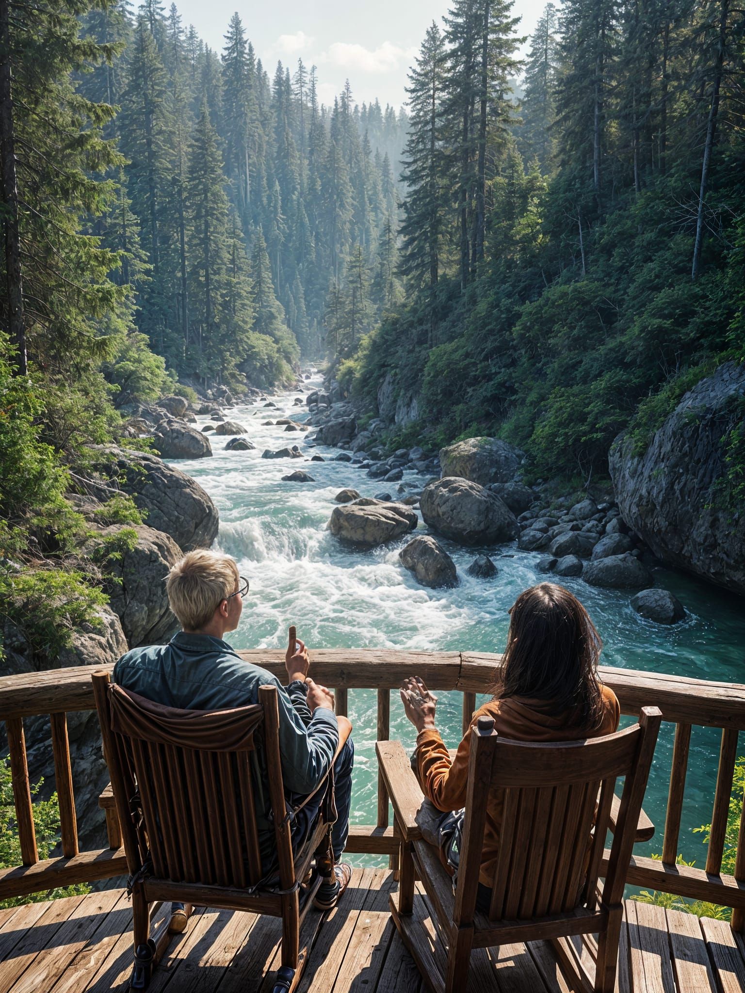 Rustic Log Cabin by Rushing Brook with Elderly Couple