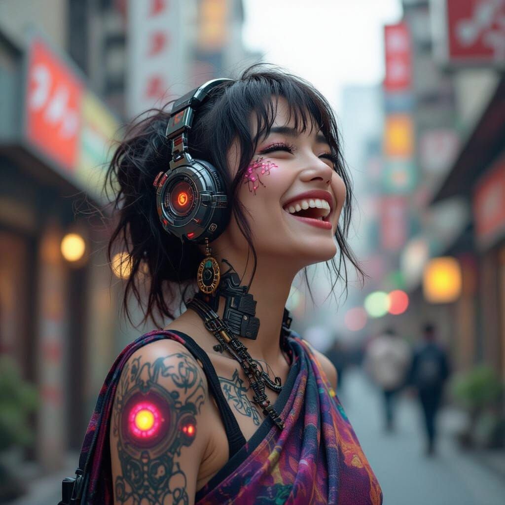 Cyberpunk Woman with Biomechanical Parts in Giger Style