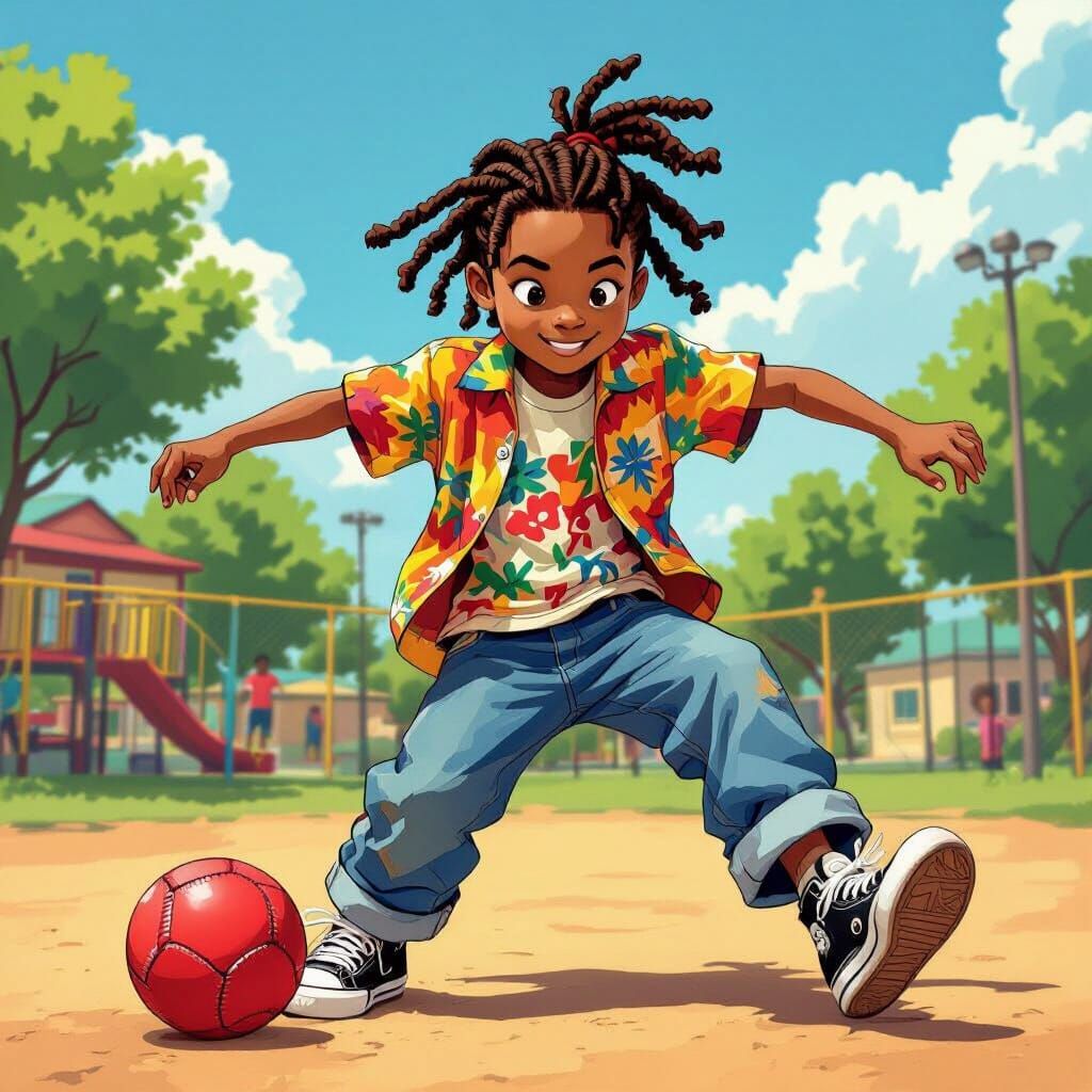 Kickball Fun: A Cartoon-Style Playground Scene