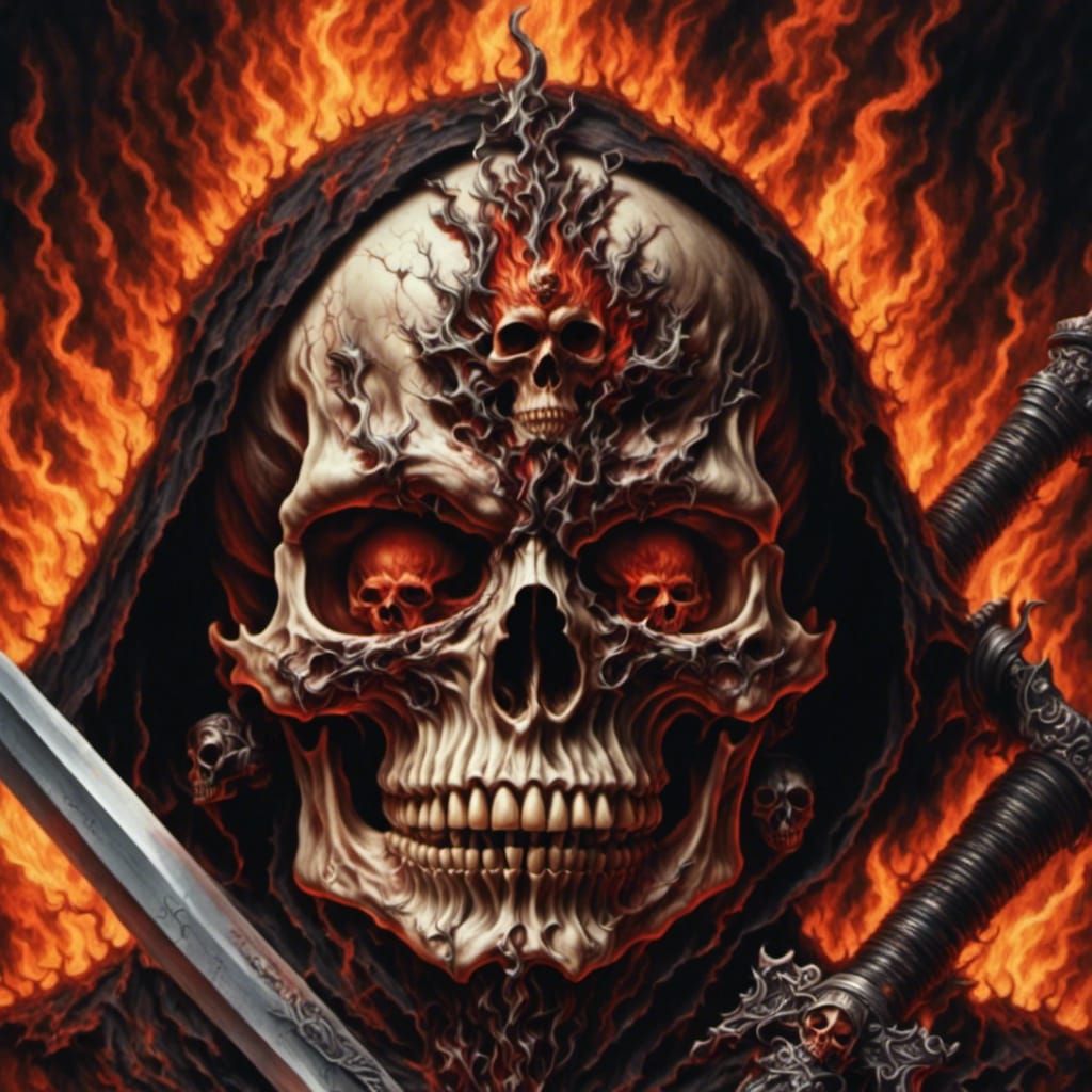 Fiery Skull Sword: Demonic Art