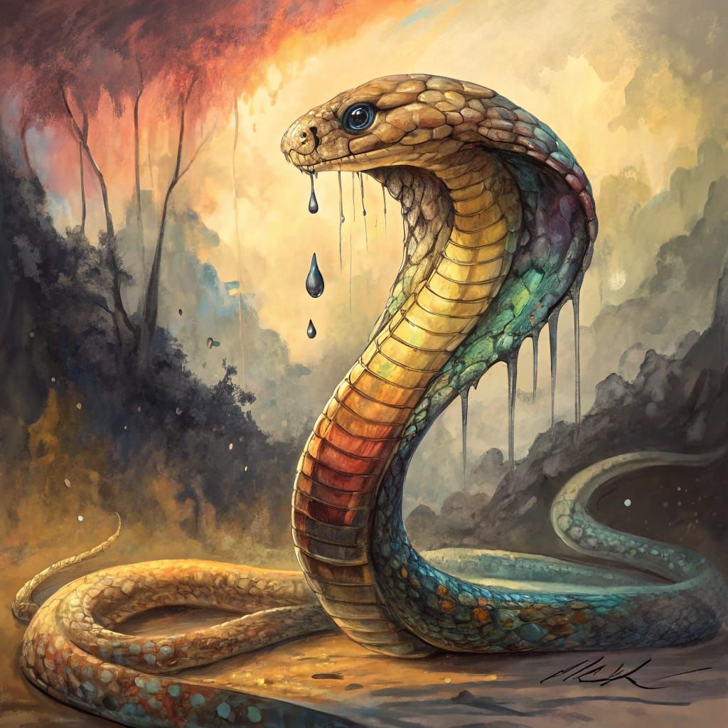 Surreal King Cobra in Salvador Dali Style