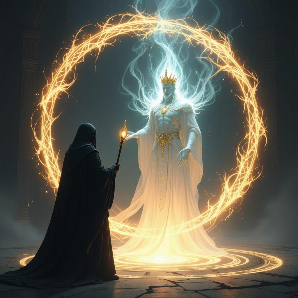 Majestic Spirit Emerges in a Mystical Circle