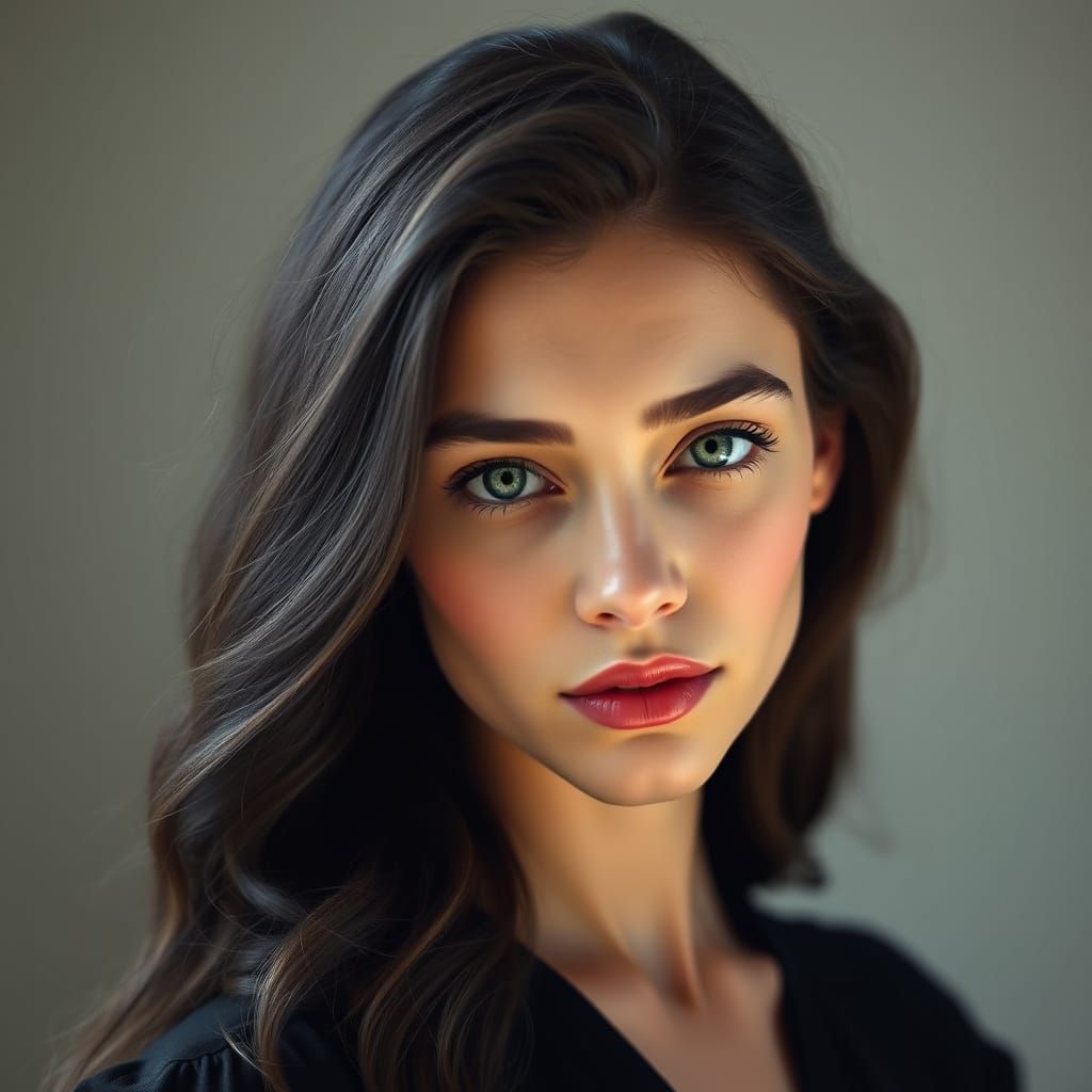 Serene Fantasy Portrait in Cyberpunk Aesthetic