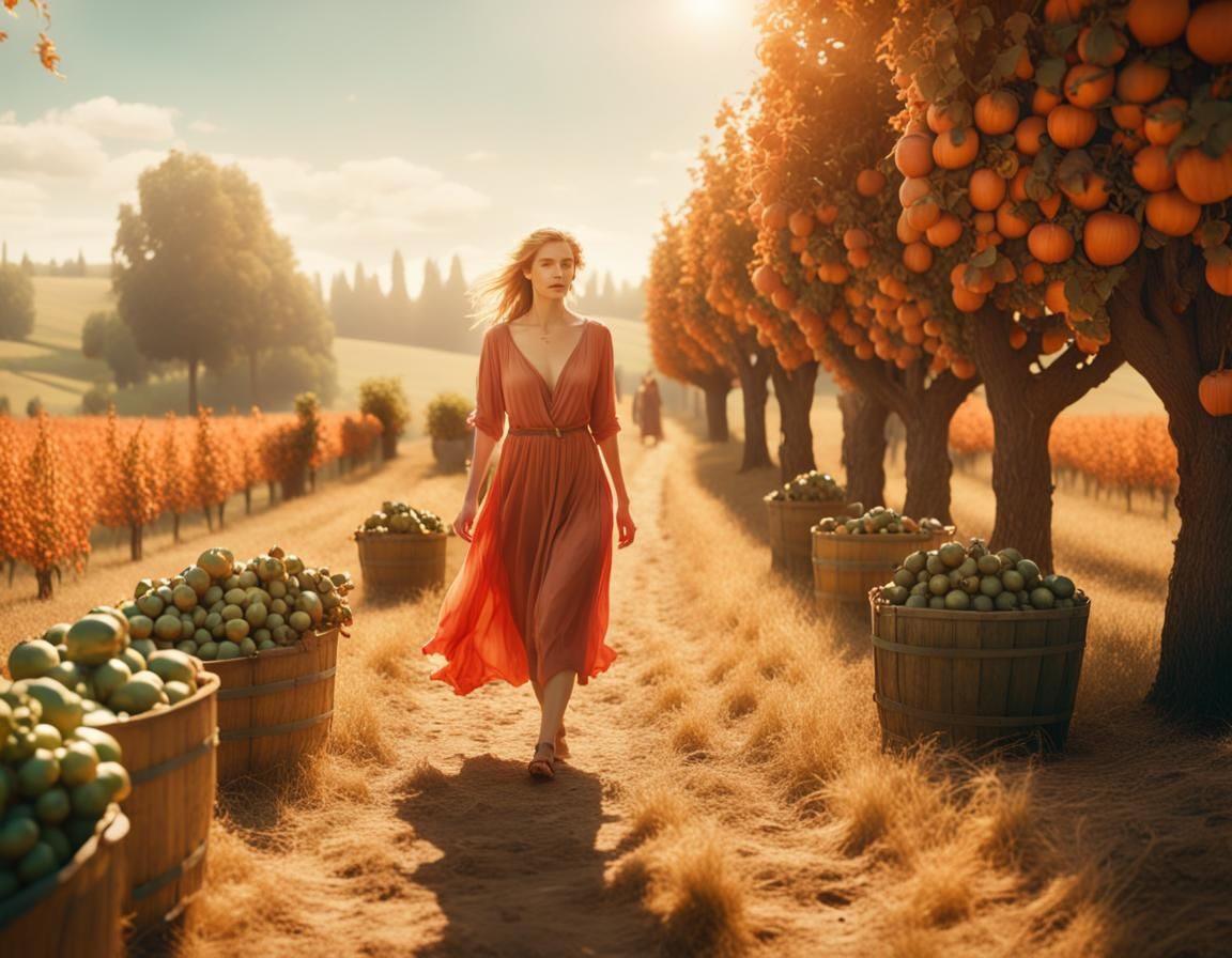 Persephone in Sunny Harvest, Cinematic Still
