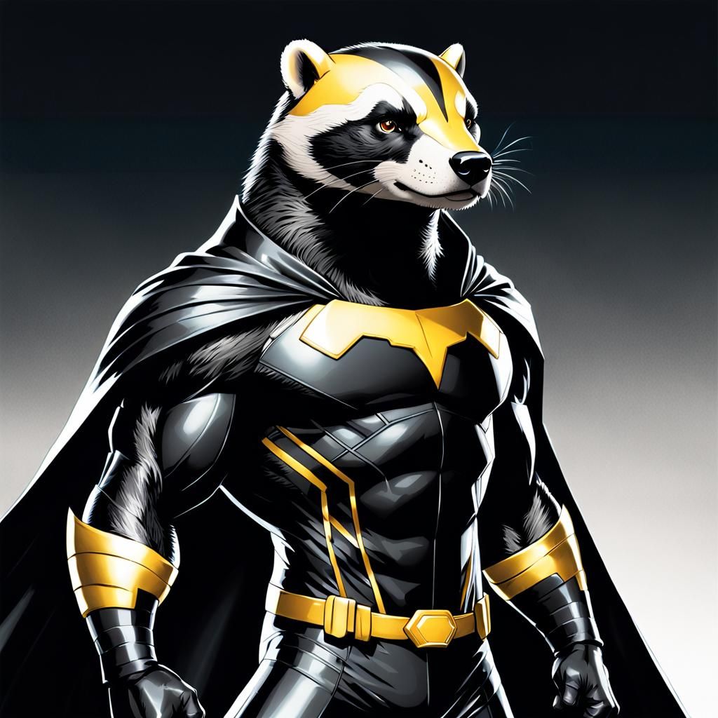 Anime Superhero Honey Badger in Cel-Shaded Style