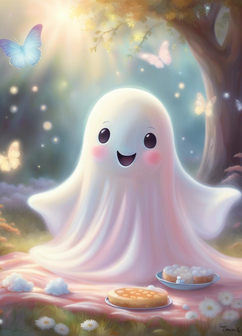 Kawaii Ghost Picnic in Heavenly Sunshine