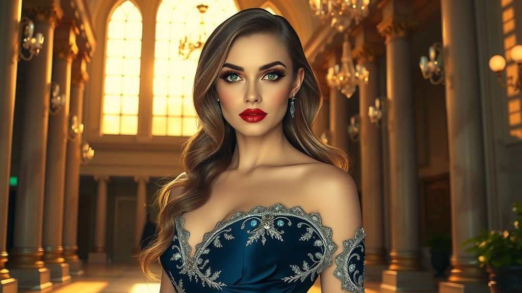 Elegant Woman in Opulent Gown, Graffiti Art Style