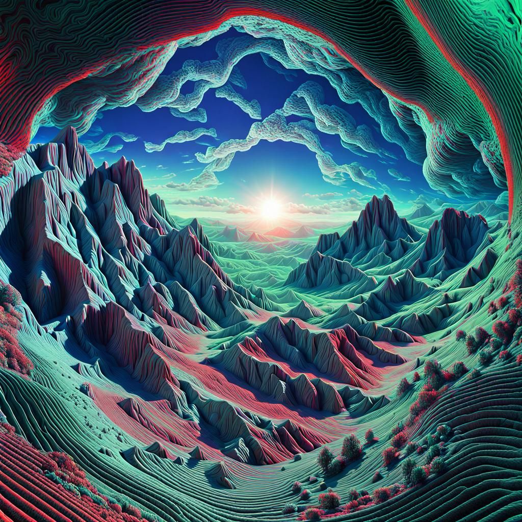 Psychedelic Anaglyph Landscape in 3D