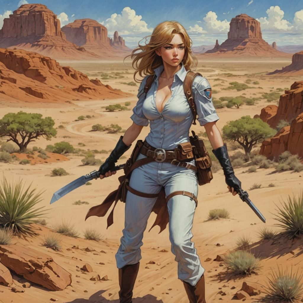Texas Desert Woman in Manga Comic Art Style
